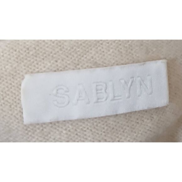 Sablyn cashmere sweater womens large 100% cashmere crew mockneck beige - Picture 5 of 7